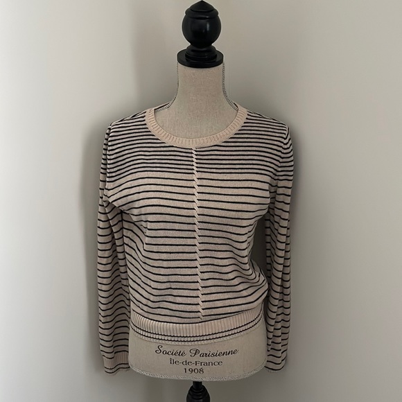 Forever 21 Striped Sweater Cream Black - Picture 1 of 4